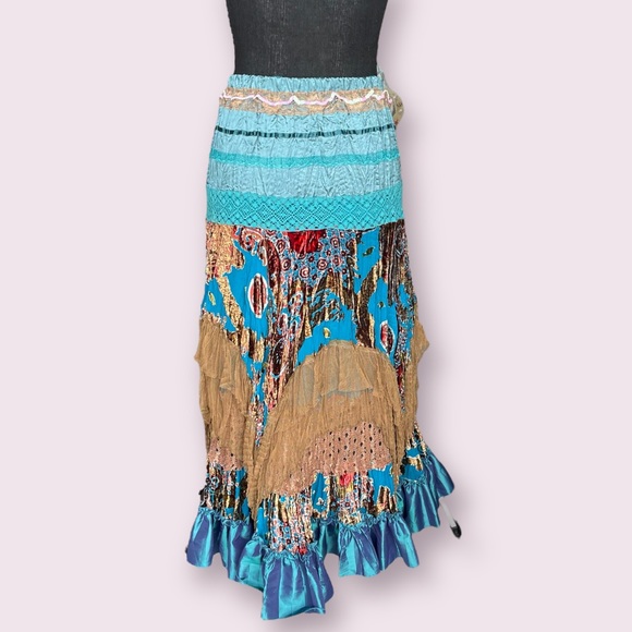 Alberto Makali Dresses & Skirts - Alberto Makali Silk Blend Boho Maxi Skirt Sz S